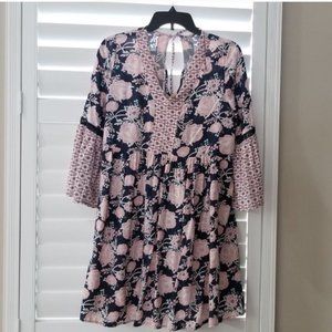 True Craft Boho Pink and Blue Dress NWOT